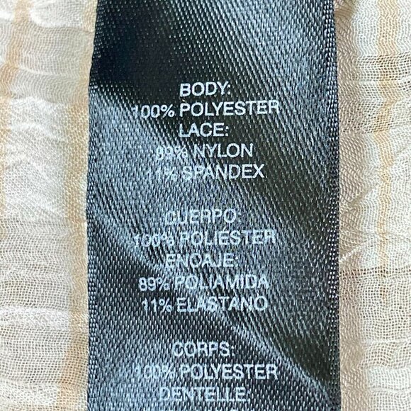 Chico’s Travelers Collection Beige Sheer Lace Crinkle Open-Front Tunic Size 2(L) - Picture 11 of 13